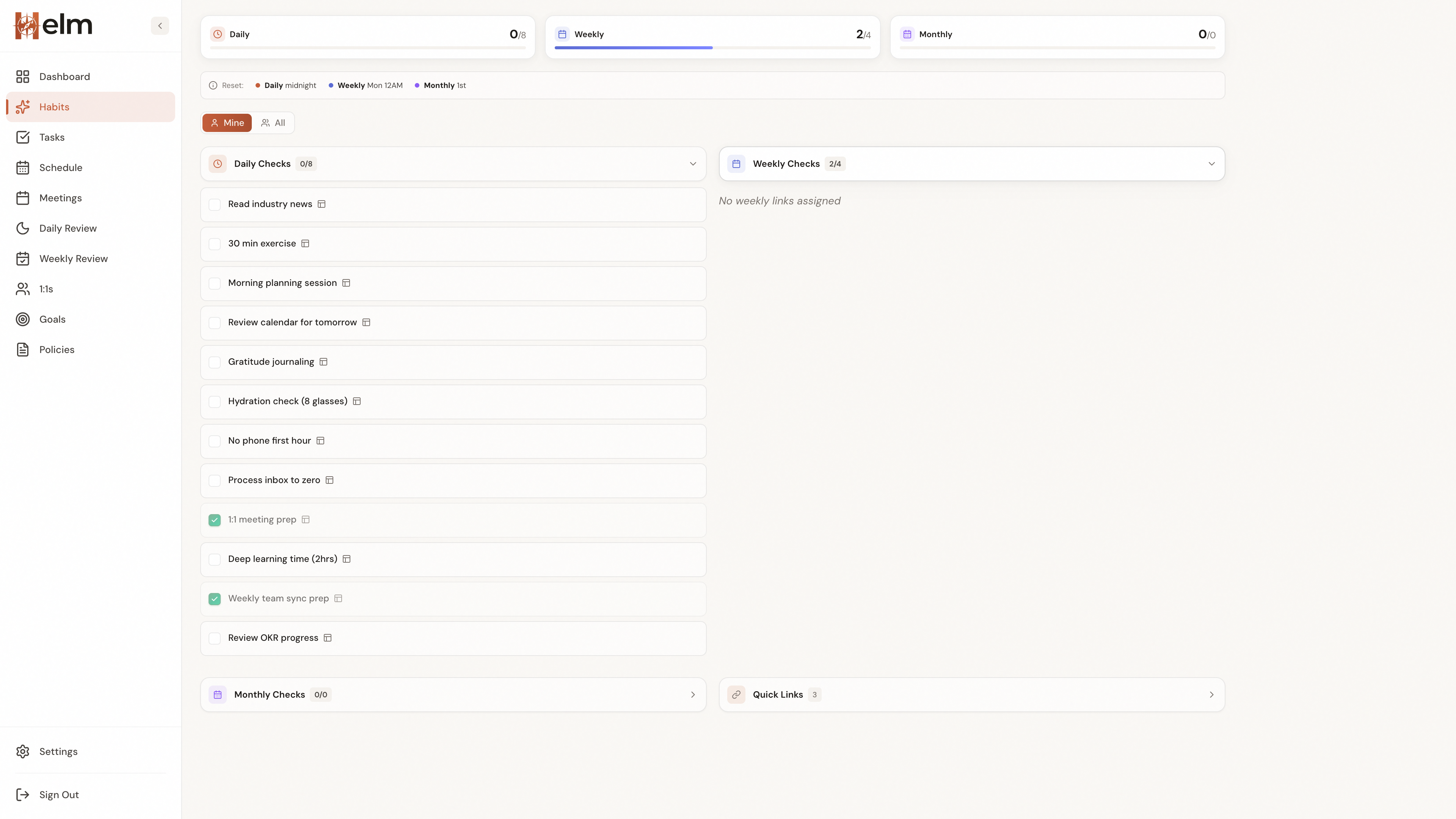 Daily Habits in Helm